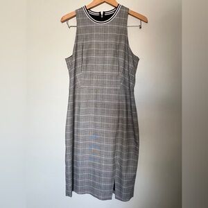 Banana Republic Gray Checkered Midi Dress